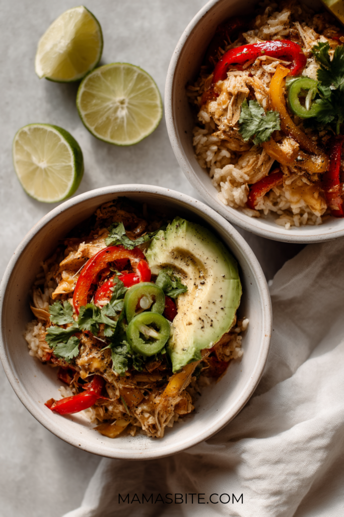 Crockpot Chicken Fajita Bowls