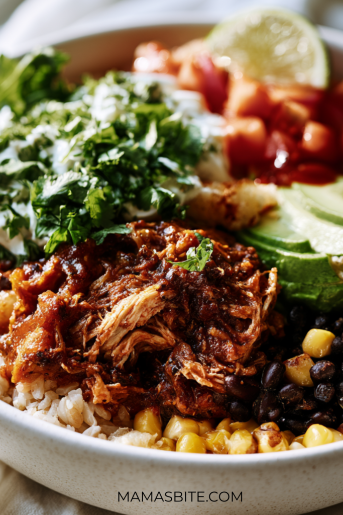 Healthy Crockpot Chicken Burrito Bowls