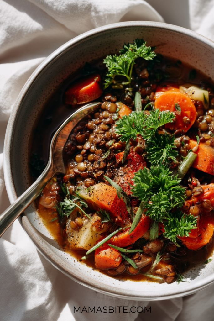 Healthy Crockpot Lentil Vegetable Soup