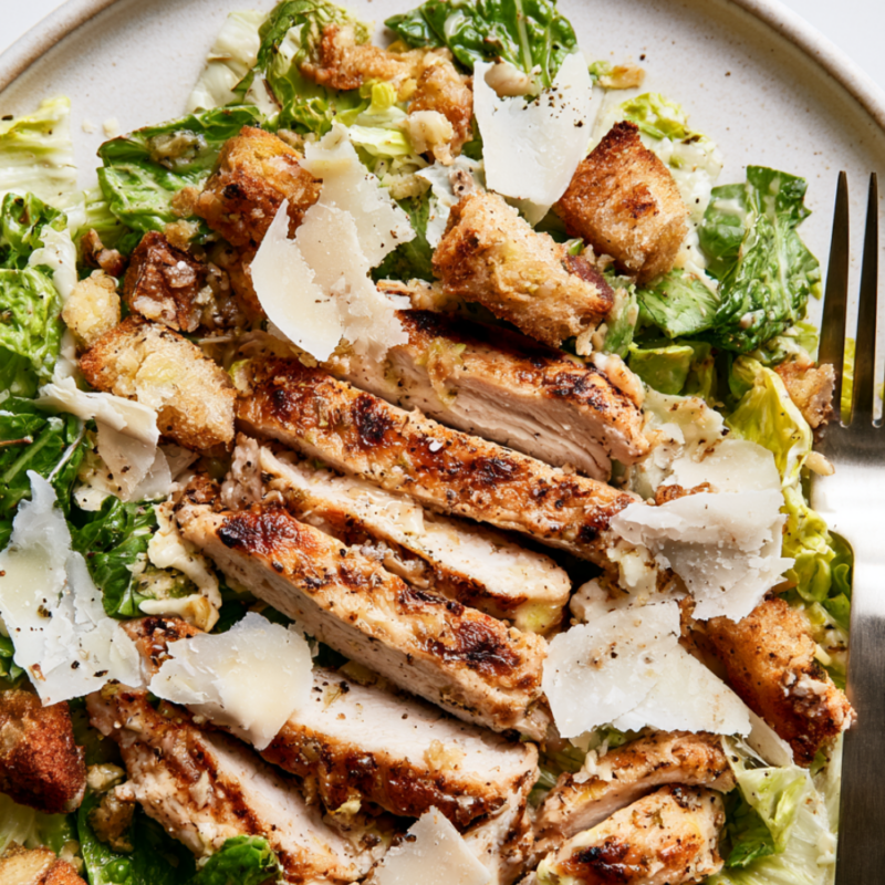 Caesar Salad with Extra Chicken