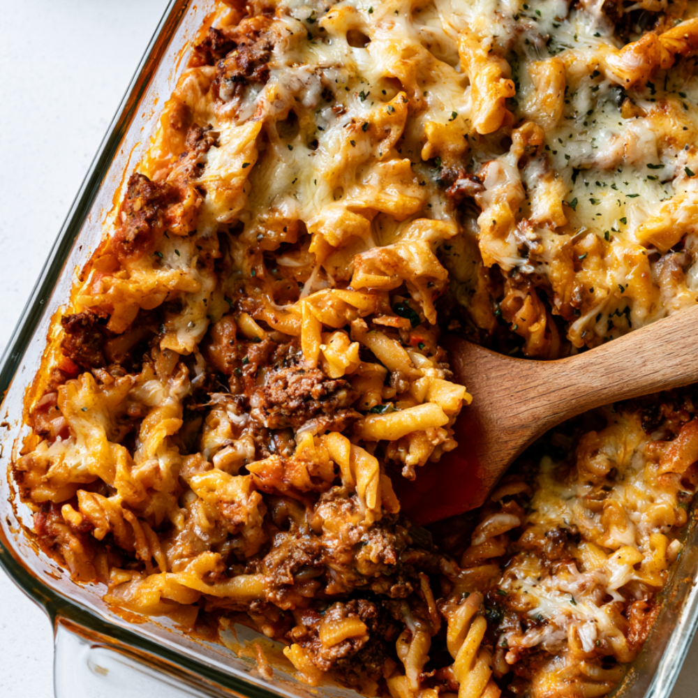 Cheesy Ground Beef and Noodle Casserole