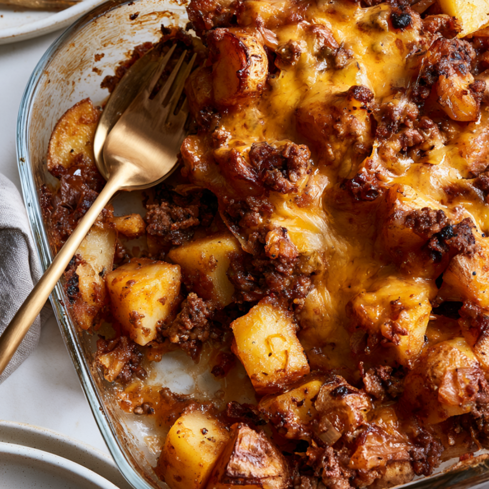 Cheesy Ground Beef and Potato Casserole