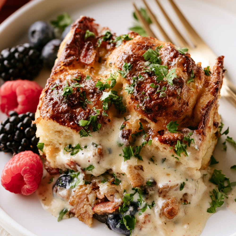 biscuits and gravy breakfast casserole-served