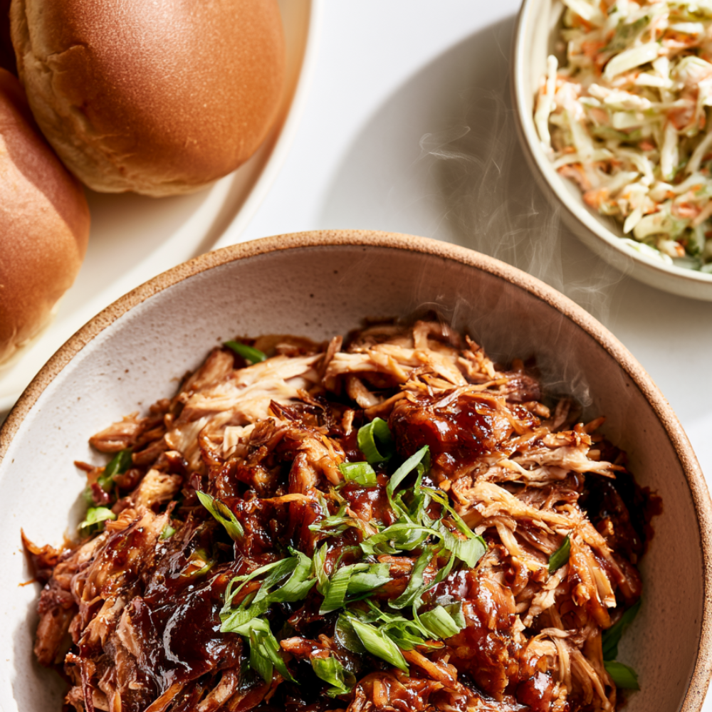 crockpot pulled chicken-served