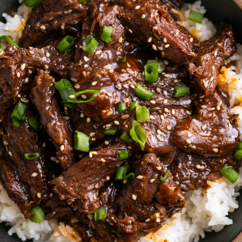 Korean beef crockpot-served