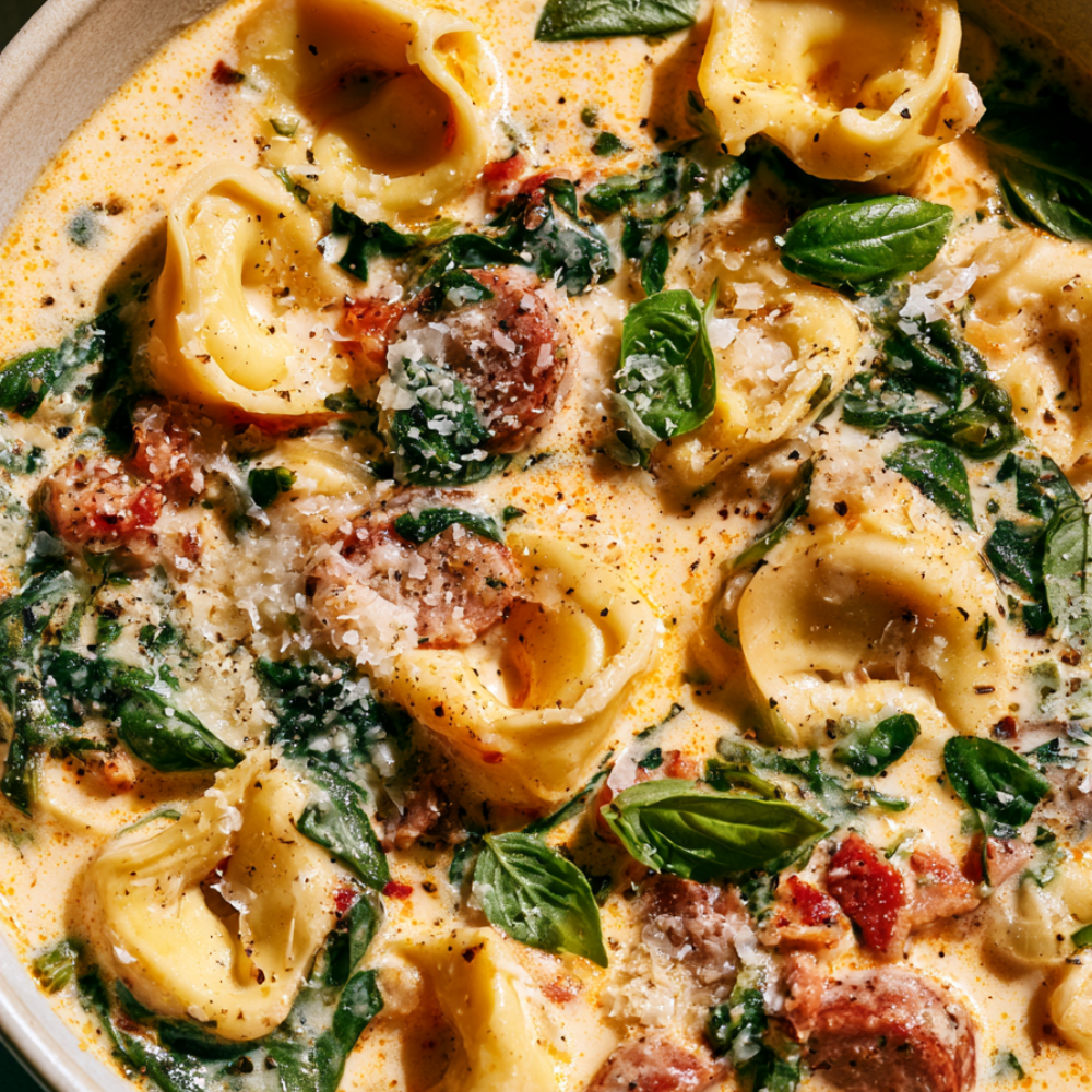 Tortellini Soup Crockpot-served