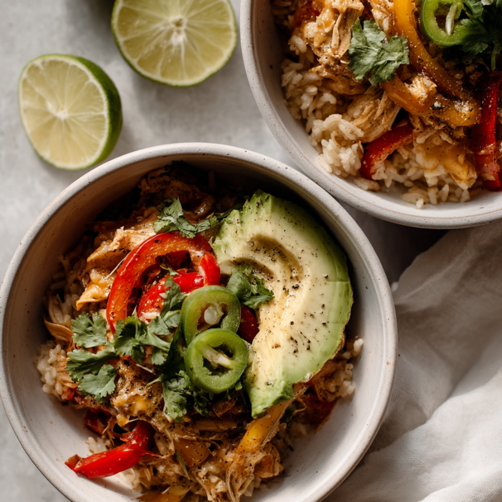 chicken fajitas crockpot-bowls